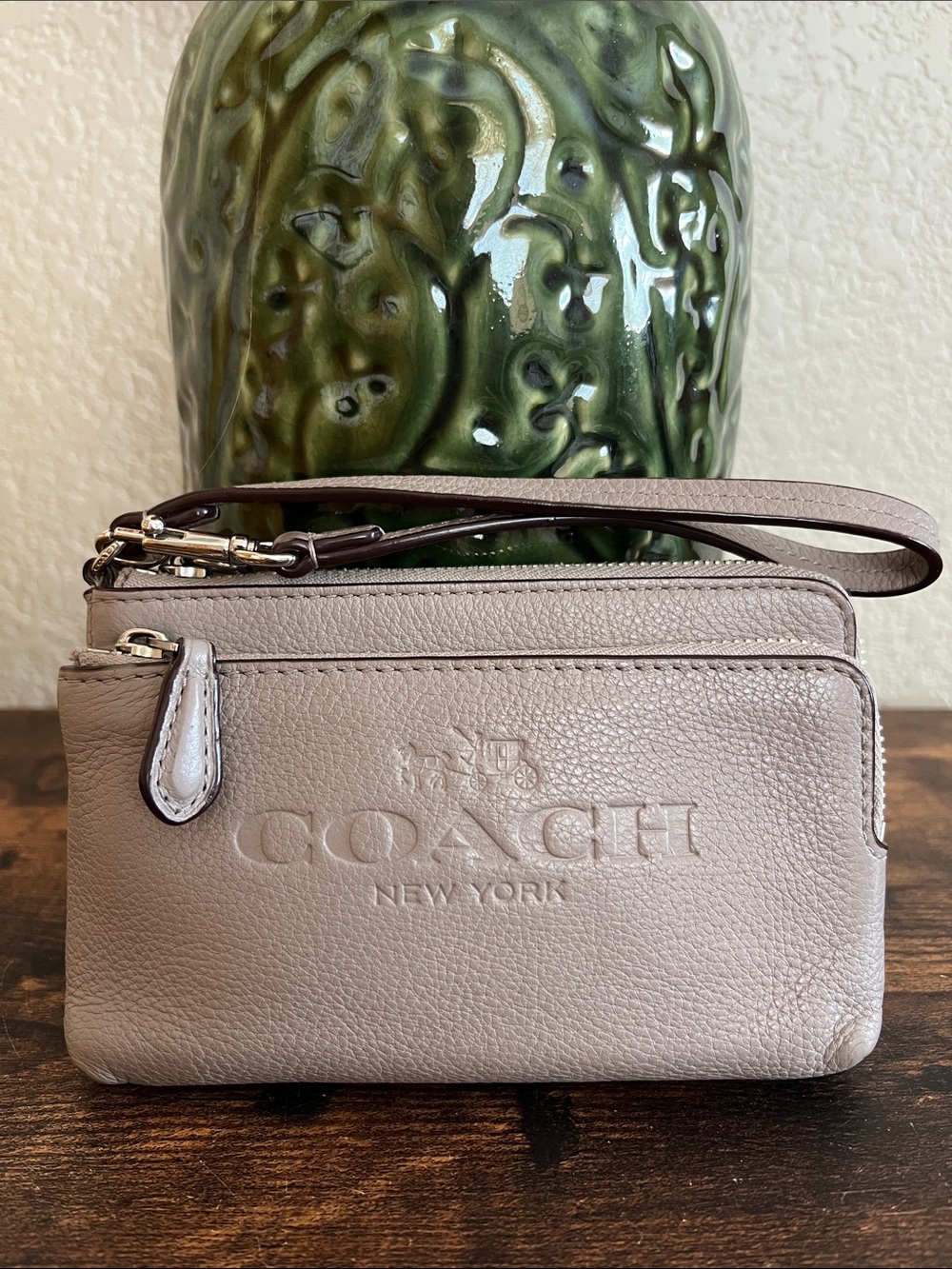 Coach Pebble Leather Double Zip Wristlet